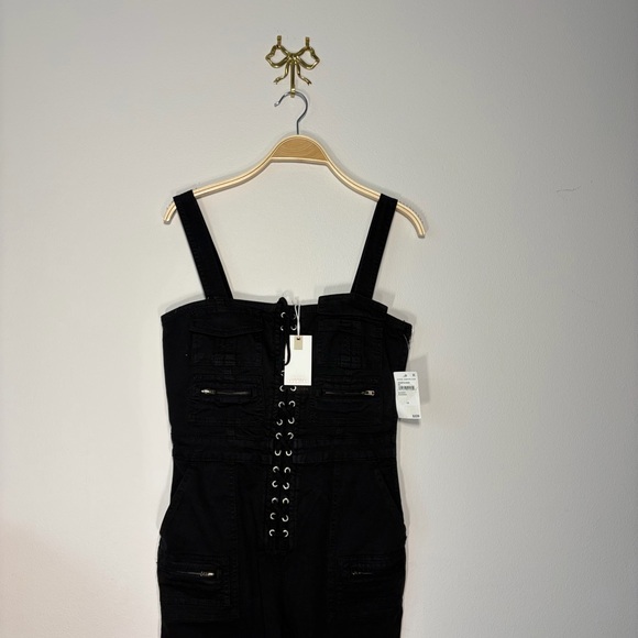 NWT Good American Black Denim Corset Utility Jumpsuit Wide Leg Size S - Picture 4 of 14